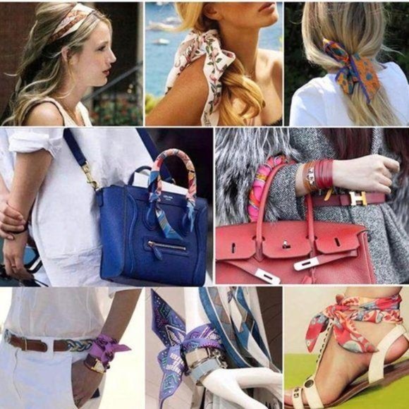 Set of 2  Zebra Print Twilly Purse Head Scarves - Picture 7 of 7